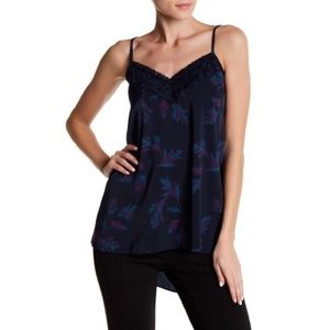 Joe Fresh Lace Trim Cami Navy Print Size Medium NWOT